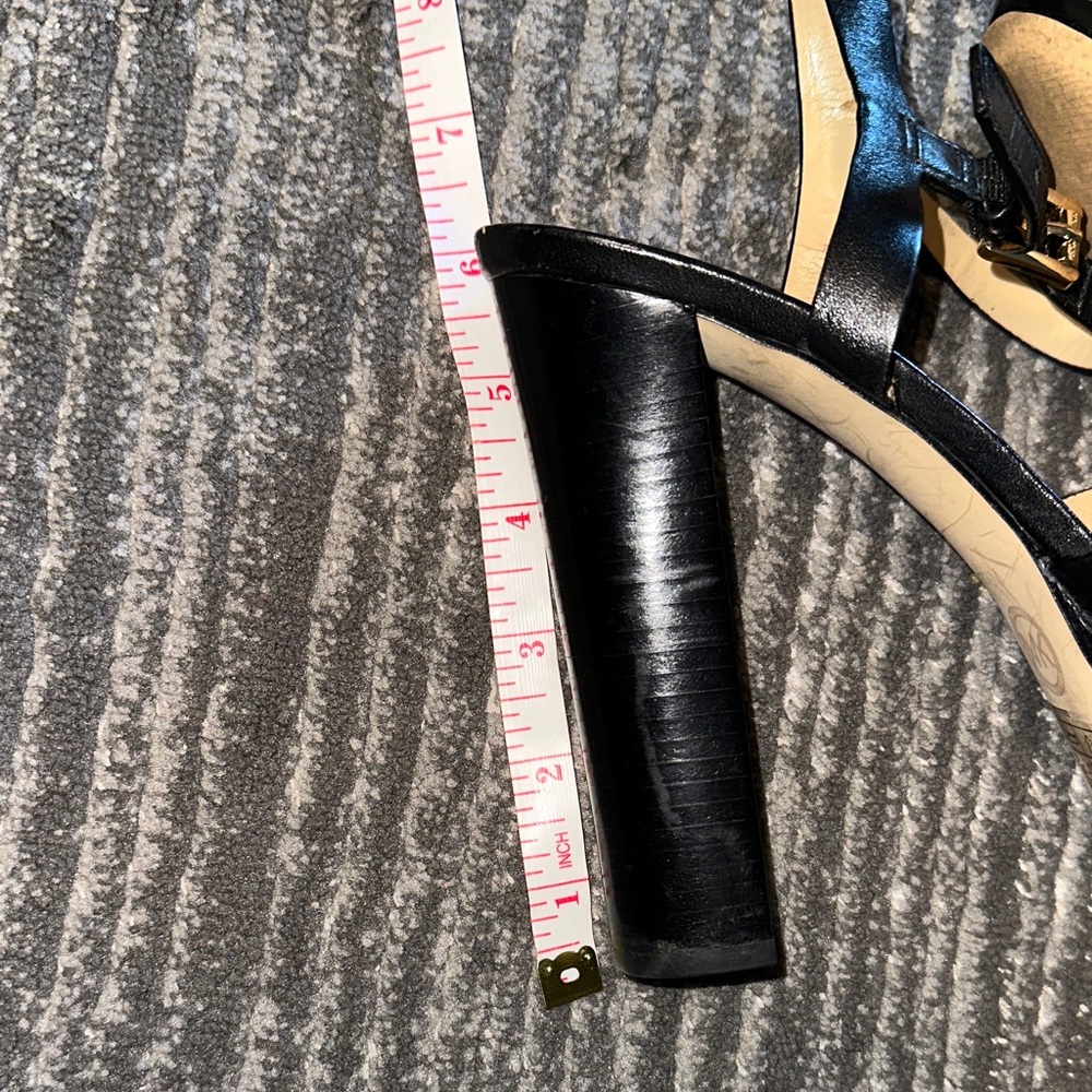 Michael Kors Black Heels with Gold MK Detail - Picture 5 of 7
